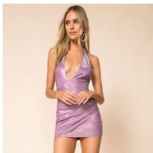 Superdown Purple Shimmer Halter Dress Size M